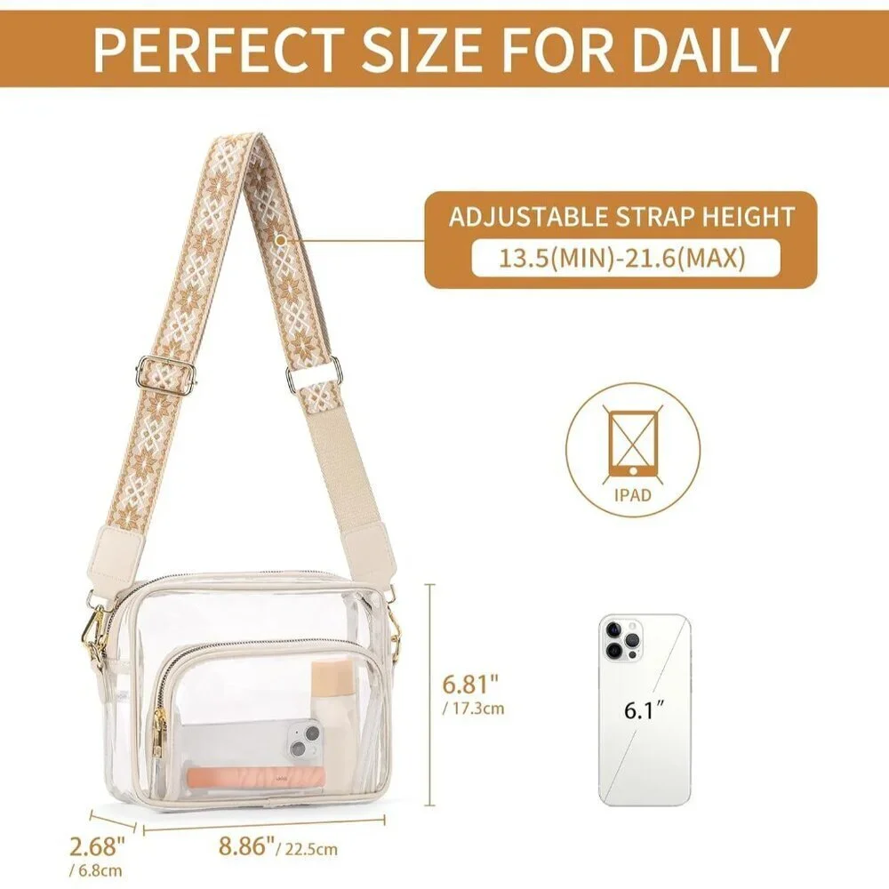 Clear Purse Women PVC Shoulder Bag Stadium Approved for Concerts Sports Festival